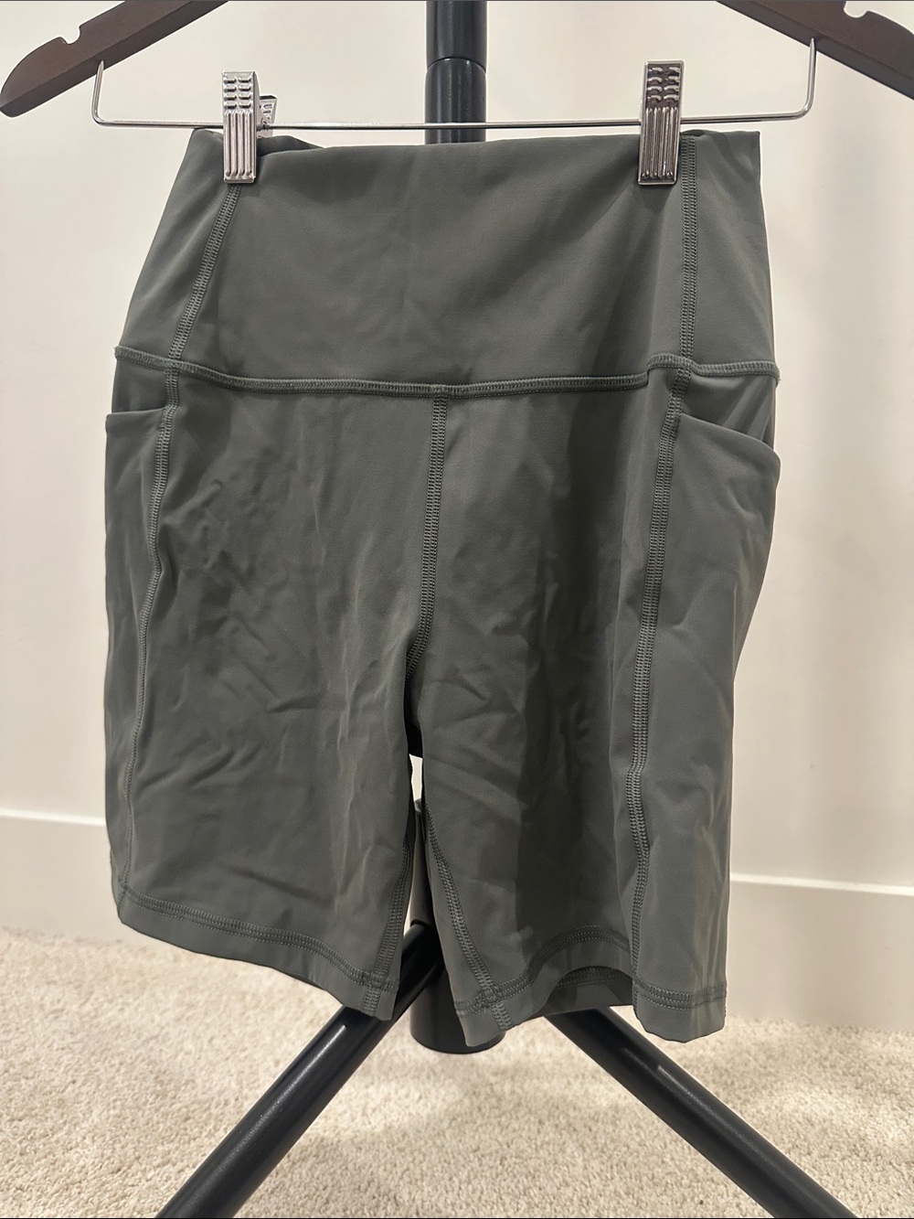 CRZ YOGA gray High-Rise Bike Shorts with Side Pockets